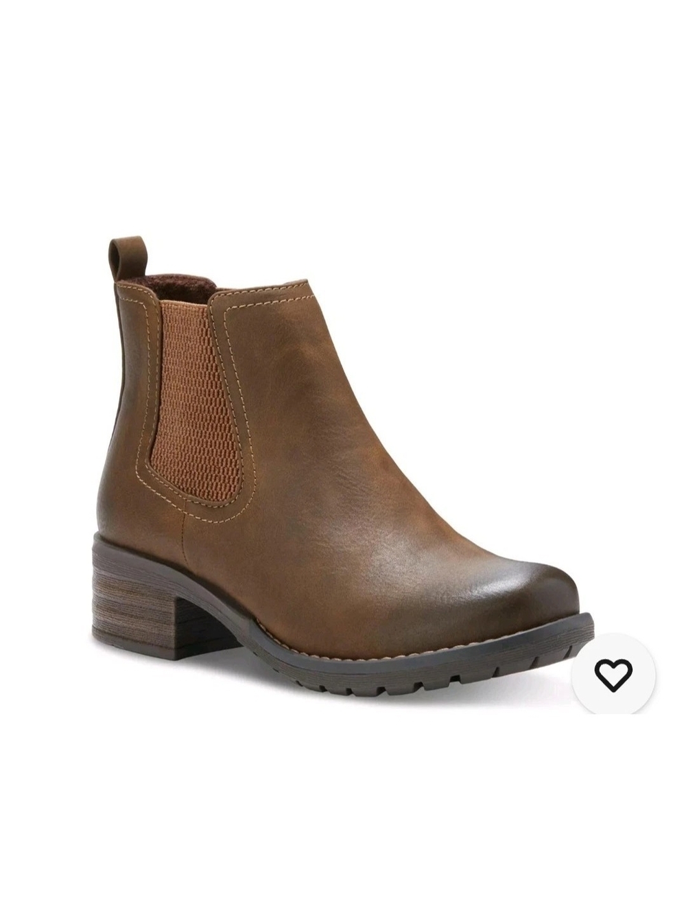 Eastland Jasmine Brown Chelsea Ankle Boots Women's 10M Lug Sole Block Heel